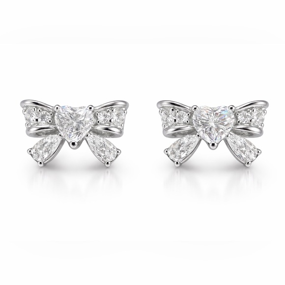 1.5 CTW Moissanite Bow Earrings - Picture 1 of 5